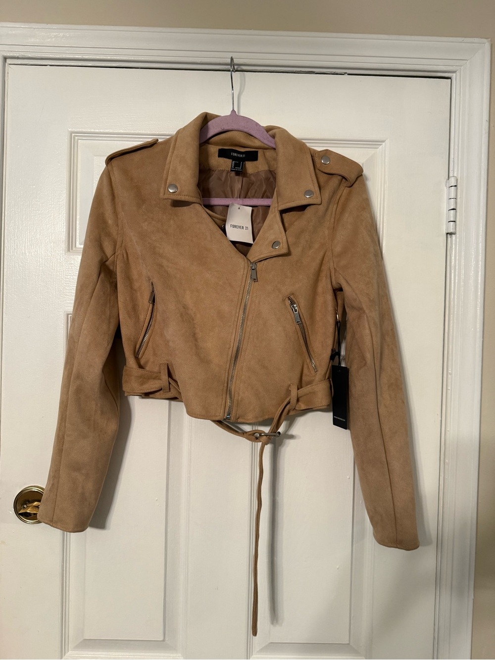 Forever 21 Camel Suede Moto Jacket
